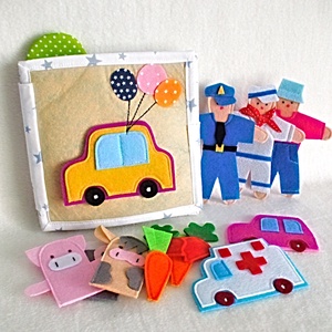 Carte senzoriala cu 6 pagini si activitati de tip Montessori pentru copii mai mari de 2 ani. - Artynos.ro