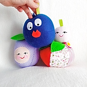 Set de 5 fructe zornaitoare pentru proiect de baby carusel senzorial , saltea cu activitati sau jucarii pentru carucior. - jucării și echipamente pentru copii - jucării bebeluși - carusel muzical - Artynos.ro
