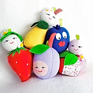 Set de 5 fructe zornaitoare pentru proiect de baby carusel senzorial , saltea cu activitati sau jucarii pentru carucior. - jucării și echipamente pentru copii - jucării bebeluși - carusel muzical - Artynos.ro