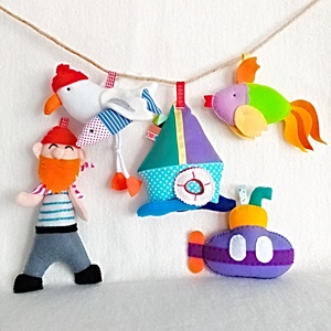Fa-ti singur o ghirlanda decorativa cu tema oceanica , set de 5 jucarii din fetru., Jucarii si echipamente pentru copii, Jucarii bebelusi, Carusel muzical, Cusatura, Papusi si fabricare de marionete, Fa-ti singur un carusel pentru patul copilului sau o ghirlanda decorativa cu tema marina pentru sar..., ARTYNOS