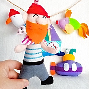 Fa-ti singur o ghirlanda decorativa cu tema oceanica , set de 5 jucarii din fetru. - jucării și echipamente pentru copii - jucării bebeluși - carusel muzical - Artynos.ro