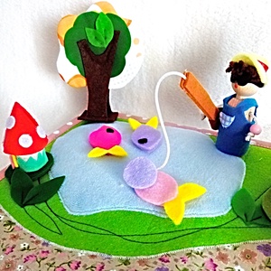 Pescar cu undita magnetica ,panou textil cu activitati creative in padure. - jucării și echipamente pentru copii - jocuri de rol - Artynos.ro