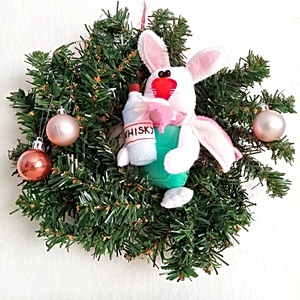 Iepure betivan ,decoratiune de Craciun ,Cadou jucarie  pentru impodobit  Pomul de Iarna. - crăciun - cadouri de moș crăciun - cadouri de moș crăciun - Artynos.ro