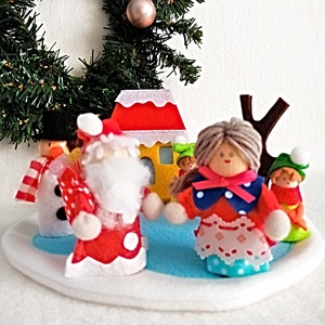 Iarna magica cu Mos Craciun si familia lui de papusi din lemn., Jucarii si echipamente pentru copii, Marionete, Set de marionete, Cusatura, Papusi si fabricare de marionete, ARTYNOS