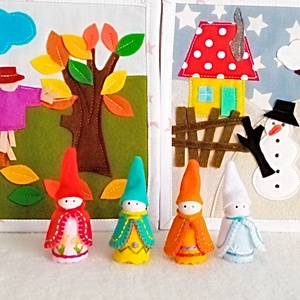 4 Anotimpuri si 4 papusi din lemn ,jucarie educativa pentru prescolari. - jucării și echipamente pentru copii - jocuri de gândire - curcubeu montessori, jocuri waldorf - Artynos.ro