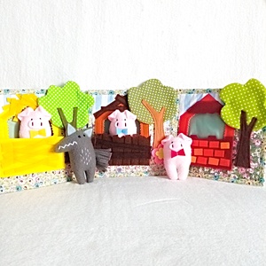 Carte senzoriala cu povestea celor 3 purcelusi neastamparati. - jucării și echipamente pentru copii - cărți pentru copii, cărți textile - Artynos.ro