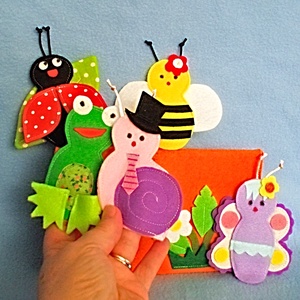 Marionete pe degete din fetru ,mici vietuitoare din gradina., Jucarii si echipamente pentru copii, Marionete, Manusi marionete, Cusatura, ARTYNOS