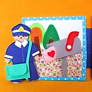 Carte textila cu 3 activitati pentru baieti :postas ,pompier si mecanic. - Artynos.ro