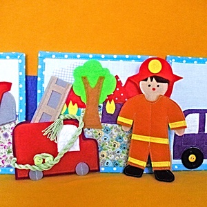 Carte textila cu 3 activitati pentru baieti :postas ,pompier si mecanic. - jucării și echipamente pentru copii - cărți pentru copii, cărți textile - Artynos.ro