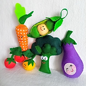 Set de 5 legume moi ,jucarii pentru educatie creativa Waldorf ., Jucarii si echipamente pentru copii, Jocuri de gandire, Curcubeu Montessori, jocuri Waldorf, Cusatura, ARTYNOS