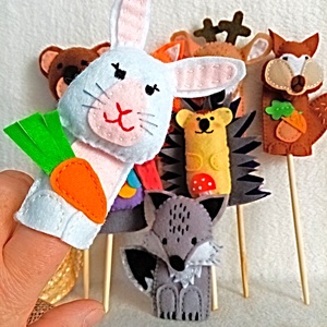 Marionete pe degete ,  Animale din Padure din fetru ,cadou ideal pentru prescolari. - jucării și echipamente pentru copii - marionete - marionete de deget - Artynos.ro