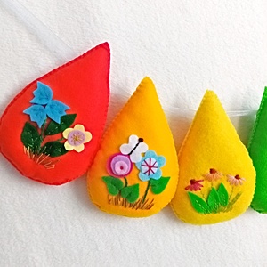 Ghirlanda Curcubeu din Fetru ,Decor pentru Paste . - jucării și echipamente pentru copii - jocuri de gândire - curcubeu montessori, jocuri waldorf - Artynos.ro