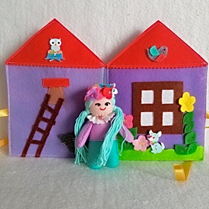 Panou pliabil cu papusa in casuta ei ,cadou pentru zi de nastere. - jucării și echipamente pentru copii - cărți pentru copii, cărți textile - Artynos.ro