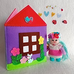 Panou pliabil cu papusa in casuta ei ,cadou pentru zi de nastere., Jucarii si echipamente pentru copii, Carti pentru copii, carti textile, Cusatura, Papusi si fabricare de marionete, ARTYNOS