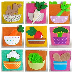 Carte educativa Montessori cu legume din fetru. - jucării și echipamente pentru copii - cărți pentru copii, cărți textile - Artynos.ro