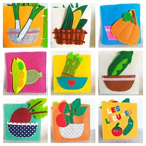 Carte educativa Montessori cu legume din fetru. - jucării și echipamente pentru copii - cărți pentru copii, cărți textile - Artynos.ro