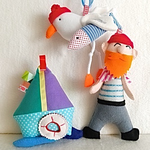 Ghirlandă decorativă cu tematică marină � jucării din fetru pentru camera bebelușului - jucării și echipamente pentru copii - jocuri de gândire - curcubeu montessori, jocuri waldorf - Artynos.ro