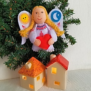 Ingerul Casei ,Ornament din Fetru pentru Craciun. - crăciun - decorațiuni de crăciun de casă - figurine pentru pomul de crăciun - Artynos.ro
