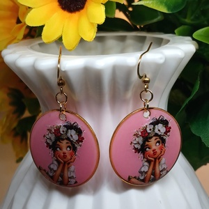 Cercei handmade Lady with flowers - Artynos.ro