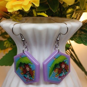 Cercei handmade hexagon cu model, Bijuterii, Cercei, Cercei din rasina, Confectionarea bijuteriilor, Adauga o pata de culoare si delicatete tinutei tale cu acesti cercei unici, realizati manual din ra..., ARTYNOS