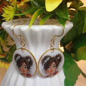 Cercei handmade domnisoara, Bijuterii, Cercei, Cercei din rasina, , Adauga o pata de culoare si delicatete tinutei tale cu acesti cercei unici, realizati manual din ra..., ARTYNOS