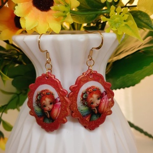 Cercei handmade Red Scarlet - Artynos.ro