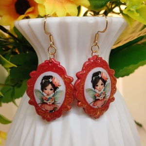Cercei handmade Red Scarlet - Artynos.ro