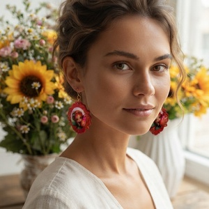 Cercei handmade Red Scarlet - bijuterii - cercei - cercei din rășină - Artynos.ro