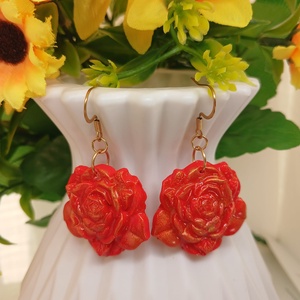 Cercei Red Roses - bijuterii - cercei - cercei din rășină - Artynos.ro