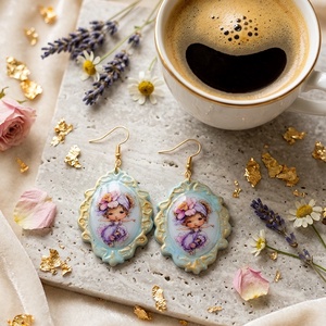 Cercei Light Blue Dream, Bijuterii, Cercei, Cercei din rasina, , Adauga o pata de culoare si delicatete tinutei tale cu acesti cercei unici, realizati manual din lu..., ARTYNOS