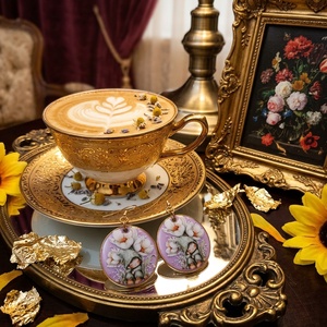 Cercei handmade zana florilor, Bijuterii, Cercei, Cercei din rasina, , Adauga o pata de culoare si delicatete tinutei tale cu acesti cercei unici, realizati manual din ra..., ARTYNOS