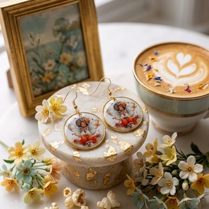 Cercei handmade zana, Bijuterii, Cercei, Cercei din rasina, Confectionarea bijuteriilor, Adauga o pata de culoare si delicatete tinutei tale cu acesti cercei unici, realizati manual din ra..., ARTYNOS