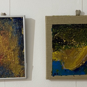 Abstract - Tablou unicat acrilic , acrylic pe carton, rama metalica - Artynos.ro