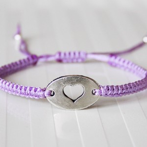 Bratara macramé impletita - Heart mov deschis, , , ARTYNOS