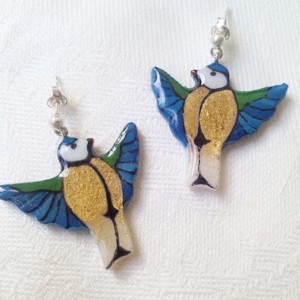 Cercei din zinc pictat manual cu bază din argint - bijuterii - cercei - cercei cu figurine - Artynos.ro