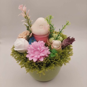Oala din ceramica verde cu flori de sapun si figuri de sapun, , , ARTYNOS