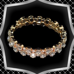 Bratara cu doua randuri de cristale ES-K04-2a alb, Accesorii nunta, Bijuterii mireasa, Bratari mireasa , , ARTYNOS