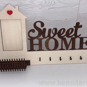 Sweet Home breloc de perete cu suport foto - decor de perete cabana - Artynos.ro