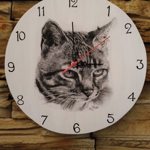 Ceas de perete alb din lemn cu pisoi, Casa & Stil de viata, Accesorii pentru decorat casa, Decoratiuni de pereti, decoratiuni suspendate, Ceasuri de perete, Prelucrarea lemnului, ARTYNOS