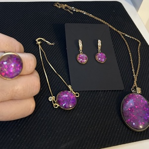 Set bijuterii handmade unicat din rasina Bratara + inel + cercei+pandativ - Artynos.ro