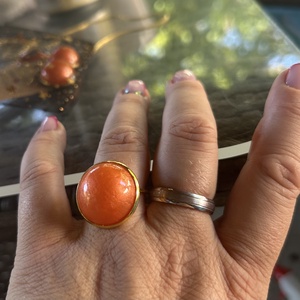 Set bijuterii handmade unicat din rasina inel + cercei - Artynos.ro