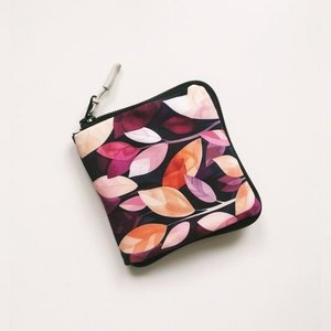 Precomanda - Portofel patrat LIBELULA - frunze bordeaux - Artynos.ro