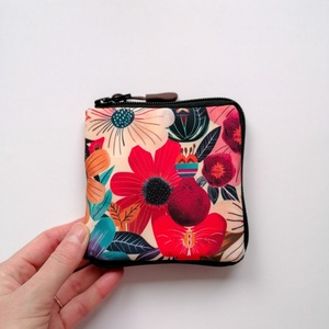 Portofel patrat LIBELULA - flori colorate, Genti si portofele, Portofele, huse, suporturi, Portofele, Portofele dama, Cusatura, ARTYNOS
