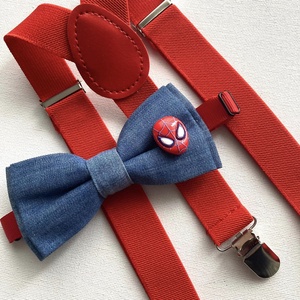 Set pentru copii, papion blug cu spiderman si bretelute rosii, Imbracaminte si moda, Haine barbati, Cravata, papion, , ARTYNOS