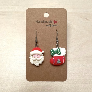 Cercei din rasina cu specific de Craciun, Mos Craciun, ciorap - Artynos.ro