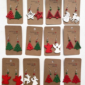 Cercei din lemn...cu specific de Craciun, Bijuterii, Cercei, Cercei cu figurine, , ARTYNOS