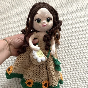 Amigurumi...fata cu floarea soarelui, jucarie crosetata - jucării și echipamente pentru copii - plușuri - păpușă croșetată, păpușă de pluș - Artynos.ro