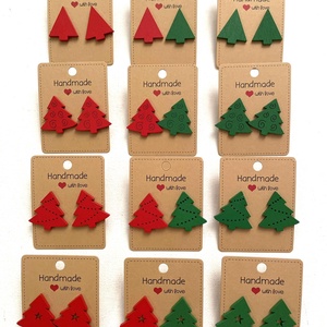 Cercei din lemn, cu surub, cu specific de Craciun, bradut - Artynos.ro