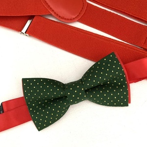 Set copil, papion verde si bretele rosii, de Craciun, Imbracaminte si moda, Haine barbati, Cravata, papion, , ARTYNOS