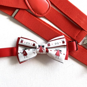 Set copil, papion cu ingerasi si bretele rosii, de Craciun, Imbracaminte si moda, Haine barbati, Cravata, papion, , ARTYNOS